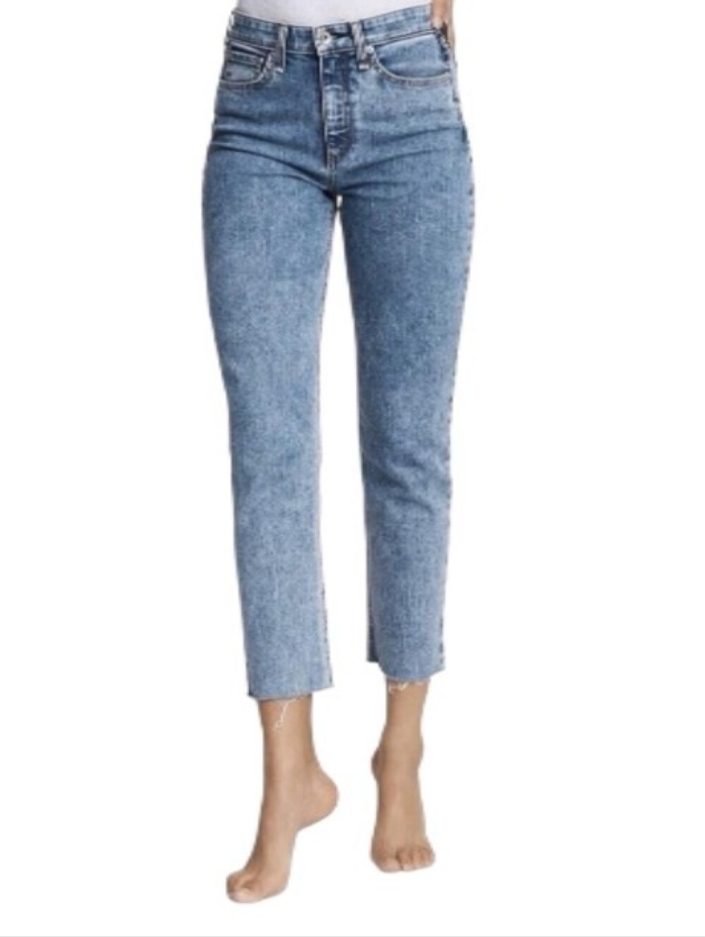 rag & bone Nina High-Rise Ankle Cigarette Raw Hem Fray Denim Jeans